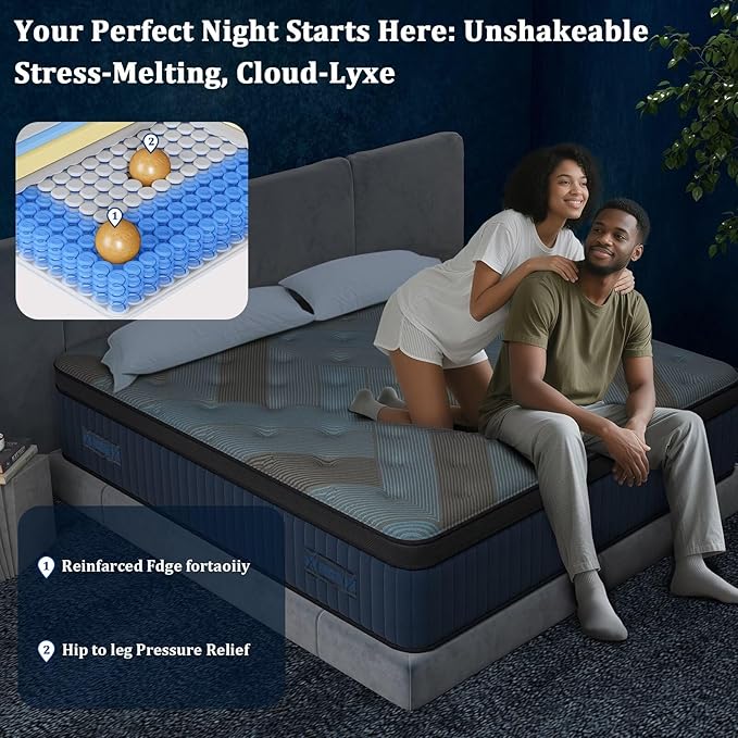 12 Inch Twin Size Mattress in a Box, Medium Firm Hybrid with Lumbar Foam and Zoned Pocket Springs for Pressure Relief and Edge Support