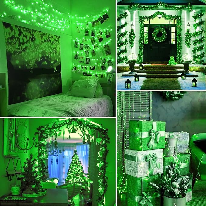 JMEXSUSS 250 LED Green Christmas String Lights Indoor, 91.5ft Connectable Green LED Light Outdoor Waterproof, 8 Modes Christmas Lights Plug in for ST Patricks Day Tree Decoration