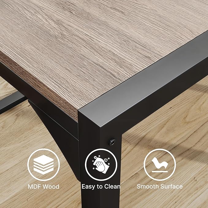 Gizoon Dining Table Set for 2, Kitchen Table Set for 2 with Steel Frame, Kitchen Table with 2 Benches for Small Space, Space Saving Design for Restaurant, Living Room, Grey