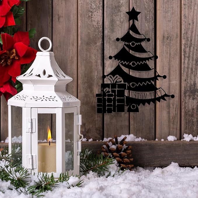 Personalized Christmas Tree Metal Sign, Custom Signs Outdoor Metal Wall Decor, Merry Christmas Tree Signs Wall Decoration for Home Living Room, Bedroom, Office, Garden, Porch
