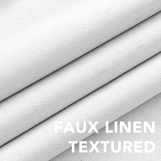 H.VERSAILTEX 100% Blackout Curtains for Bedroom Thermal Insulated Linen Textured Curtains Heat and Full Light Blocking Drapes Living Room Curtains 2 Panel Sets, 52x63 - Inch, Pure White