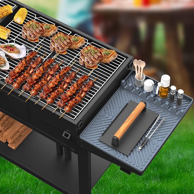 Silicone Griddle Tools Mat for Blackstone, Heat Resistant Spatula Mat, BBQ Grill Tool Rest,Cooking, Silicone Grill Pad,Grey, 1 PACK