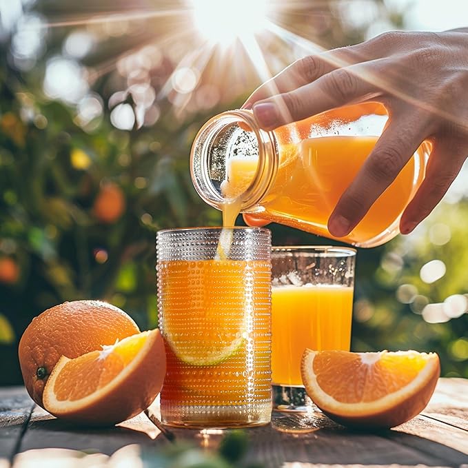 Hobnail Drinking Glasses, Vintage Glassware Set of 6, Vintage Drinking Glasses 12.5 oz, Bubble Glasses Drinking, Hobnail Glasses, Vintage Glass Cups, Jupiter Glasses for Juice, Soda, Beer, Whisky