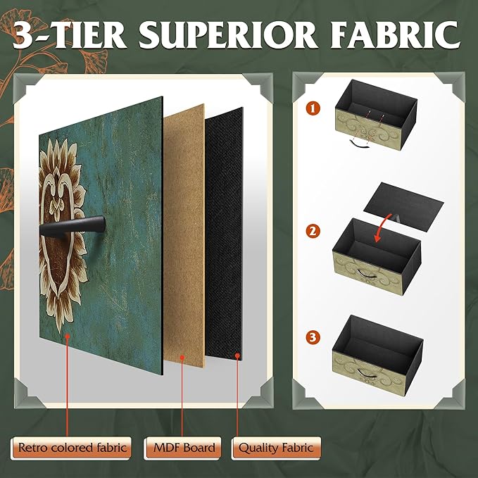 WLIVE 9-Drawer Dresser, Fabric Storage Tower for Bedroom, Hallway, Entryway, Closet, Tall Chest Organizer Unit with Fabric Bins, Steel Frame, Wood Top, Easy Pull Handle, Floral Painted