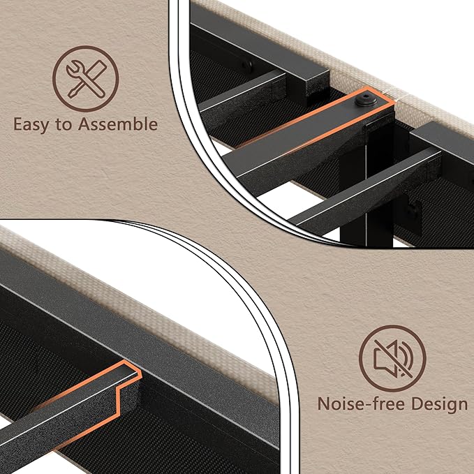 Twin Bed Frames for Kids, Twin Size Bed Frames with Upholstered Headboard, Modern Platform Bed with Charging Station and Led Lights, Sturdy Wooden Slats