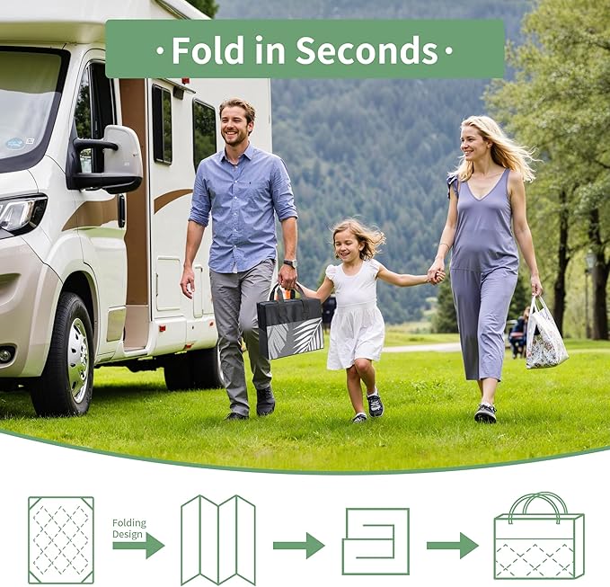 Outdoor Rug 4’x6’ Waterproof for Patio Clearance, Reversible Indoor Outdoor Plastic Straw Camping Rug Carpet, RV Mat, Large Area Rug for Deck, Backyard, Balcony, Porch, Beach, Grey & White