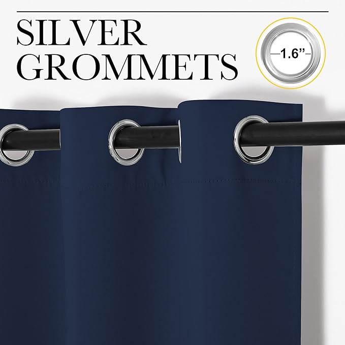 NICETOWN Blackout Draperies Curtains, Navy, 1 Pair, 42 x 78 inches, All Season Thermal Insulated Solid Grommet Top Blackout Curtains/Drapes for Kid's Room