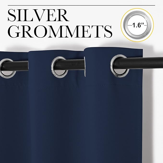 NICETOWN Blackout Curtain Panels for Bedroom, Navy, 2 Panels, W29 x L20-inch, Thermal Insulated Grommet Top Blackout Draperies and Drapes for Basement