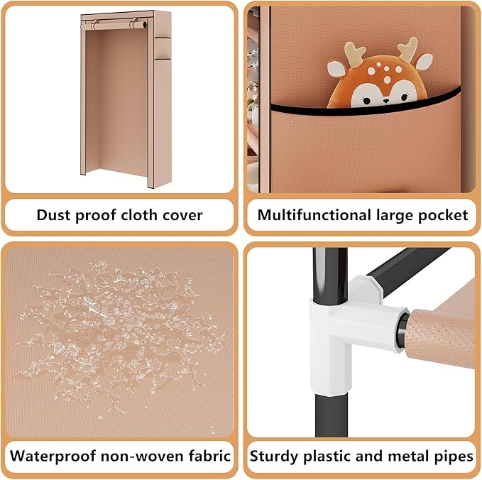 Laiensia 9-Tier Vertical Shoe Rack Organizer, Space Saving Shoe Storage Organizer, Non-Woven Cover Shoe Shelf Holds 36-45 Pairs for Bedroom, Hallway, Closet Entryway, Brown