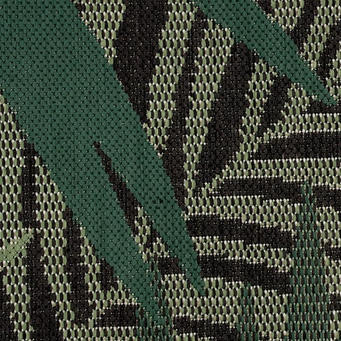 Paco Home Indoor & Outdoor Rug Flat-Weave Jungle Floral Palm Trees Design Black Green, Size: 7'10" x 11'2"