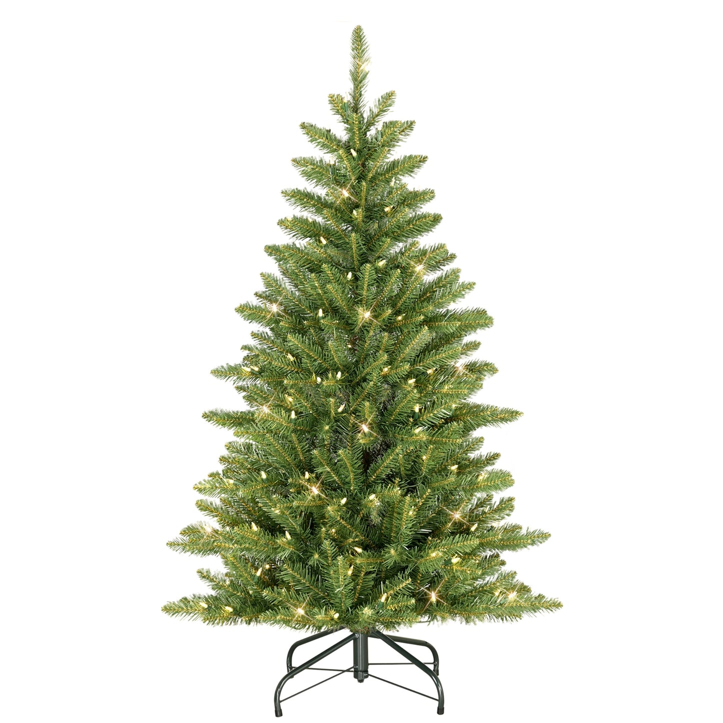 Puleo International 4.5ft Pre-Lit Slim Fraser Fir Christmas Tree with 483 Clear Lights, 150 Realistic Dense Branch Tips, Easy Setup Artificial Trees with Sturdy Metal Stand