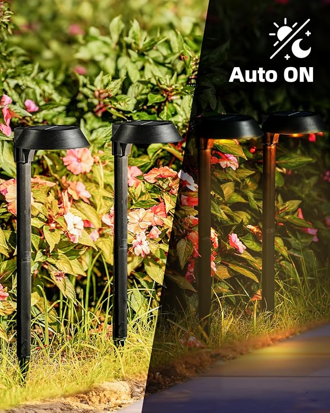 Solar Lights Outdoor Waterproof, LED Solar Pathway Lights Outdoor Garden Landscape Lighting for Walkway Driveway, Auto On/Off, 6 Pack