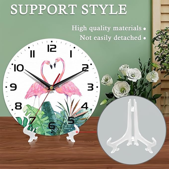 Flamingos Wall Clock Couple Flamingo Pink Clocks for Living Room Wall Clocks Battery Operated Silent Non-Ticking Decorative for Home Kitchen Bathroom Living Room Bedroom Office 10 Inch