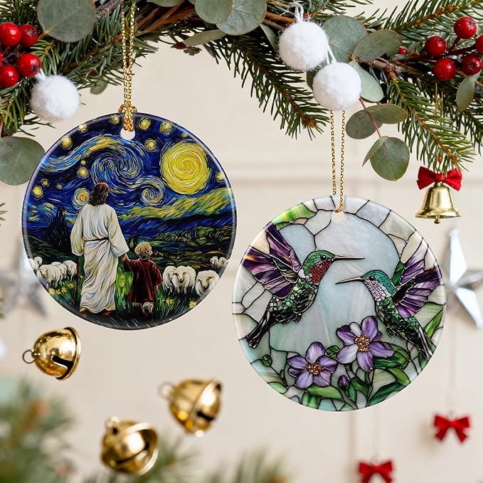 Hummingbird Ornament for Christmas Tree, Christmas Ornaments, Hummingbird Home Decor, Holiday Decor Gifts for Family, Friends & Bird Lovers, Gift Exchange & Gift Idea, Giftbox Included