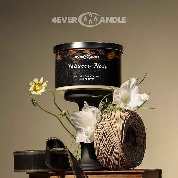 Over 50 Hours Jar Candle - 4-Wick Long-Lasting Scented Candles, 18oz Natural Soy Wax Candle for Home, Candle Gifts for Women & Men, Tobacco Noir