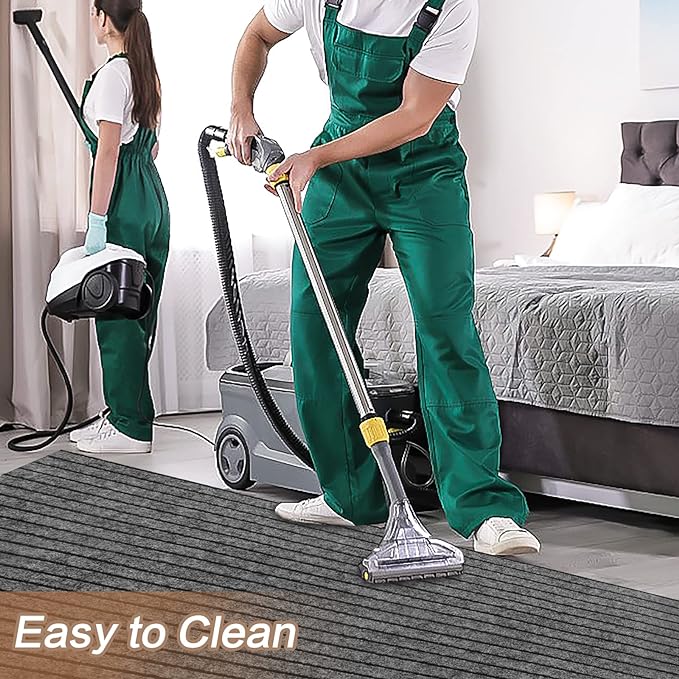 2' x 24' Runner Rugs with Rubber Backing, Indoor Outdoor Utility Carpet Runner Rugs, Stripe Gray, Can Be Used as Aisle for The RV and Boat, Laundry Room and Balcony