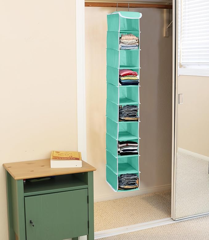 Simple Houseware 10 Shelves Hanging Shoes Organizer Holder for Closet, Turquoise