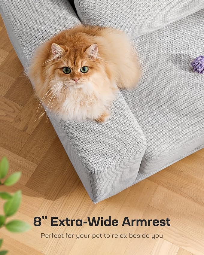 Marsail 40" Sofa Couch, 1-Seater Couches with Wide Armrests & Deep Cushions, Modern Linen Fabric Sofas for Living Room, Comfy Upholstered Couch with Removable Washable Covers, Grey