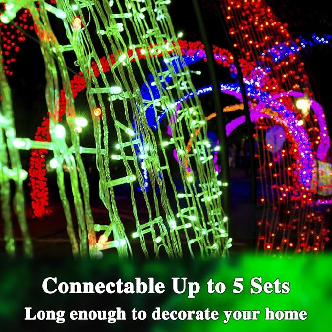 KAQ Connectable 240LED Green String Lights Outdoor/Indoor, Extendable Plug in Twinkle Fairy Lights Waterproof with 8 Modes&Timer Function for Garden Bedroom Patio Tree Christmas Decorations