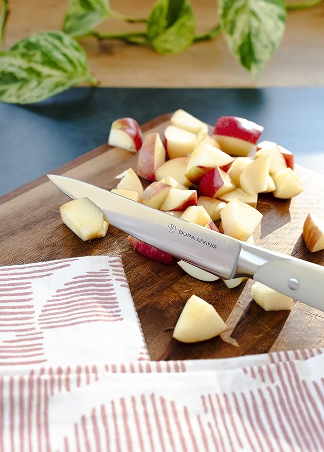 2-Piece Kitchen Knife Set – Ultra Sharp Precision German Stainless Steel Blades, 5” Utility & 3.5” Paring Knife with Ergonomic Handles, Multipurpose for Slicing & Peeling, Cream Handle