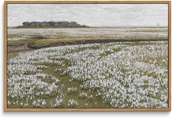 InSimSea Framed Canvas Wall Art Vintage Decor, Classical Grassland Paintings Large Wall Art, Meadow Full of Flowers Wall Pictures for Living Room Farmhouse Bathroom Wall Decor, 16"x24"