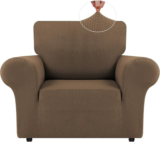 LURKA Stretch Chair Sofa Slipcovers 1 Piece Couch Covers for Sofa Furniture Protector Full Sofa Covers with Elastic Bottom for Kids and Dog (Camel, Small)