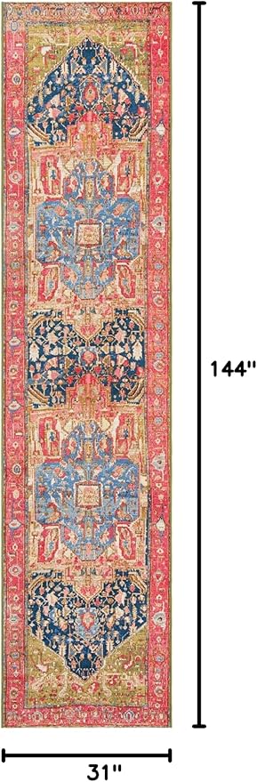 Unique Loom Outdoor Traditional Collection Area Rug - Limon (2' 7" x 12' Runner Multi/Red)