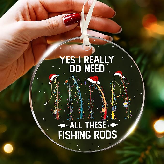 Fishing Ornaments for Christmas Tree - Unique Fisherman Gifts for Men, Funny and Unique Fishing Gift for Men and Boys, Fisherman Gift