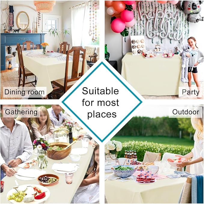 Hiasan Champagne Tablecloth for Rectangle Tables - Waterproof and Spillproof Washable Fabric Table Cloth for Dining Room Kitchen Party, 60 x 120 Inch