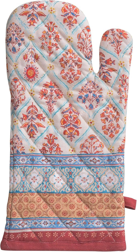 Maison d' Hermine Oven Gloves 100% Cotton Oven Mitt 7" x 13" with Loop Heat Resistant BBQ Cooking Gloves for Thanksgiving Christmas Decorations Baking Handling Hot Pans (Pack of 1, Romane)