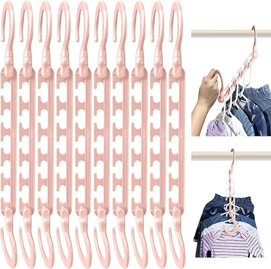 Wonder Hanger Max 10-Pack Space Saving Hangers, Reinforced Hooks Swivels 360°, Cascading Hanger, Teens, College Dorms, Kids & Closet Organizer, Assembled – Pastel Pink