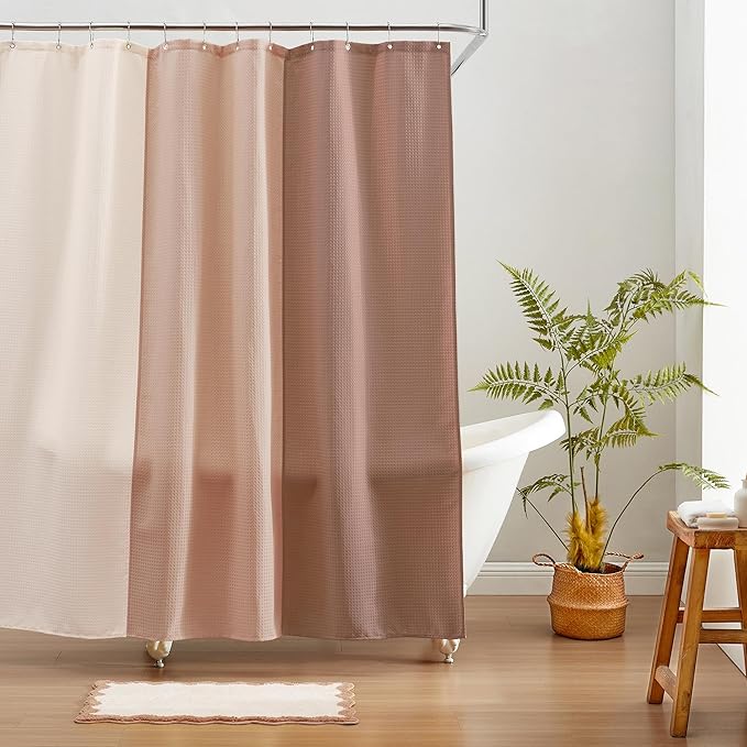 MONDAY MOOSE Bath Mat with Scalloped Wavy Ripple Design, Microfiber Absorbent Non Slip Tufted Rug for Floor, Shower or Kitchen (20x32 inch, Beige)