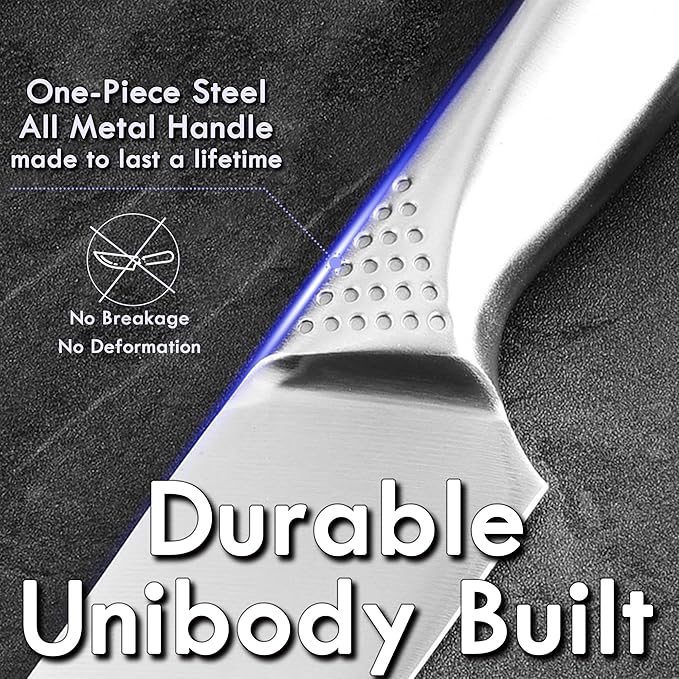 7-Inch Kitchen Essential Chef's Knife, Steel Seamless Handle