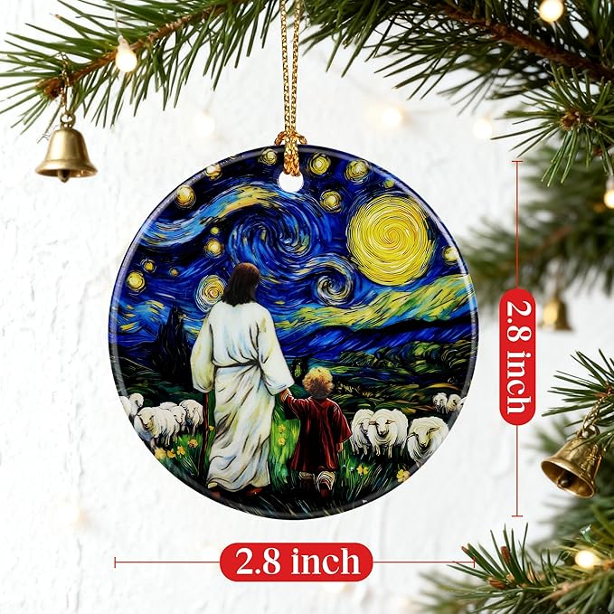 Jesus with Child Ornament, Starry Night Ornament, Christian Christmas Ornaments, Religious Christmas Decorations, Christian Home Decor, Christian Gift, Religious Gifts, Gifts for Christians