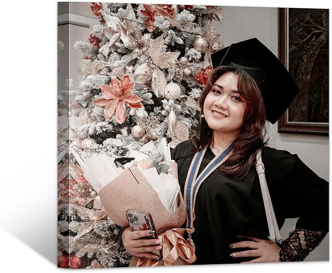 Custom Graduation Canvas Prints with Your Photos,Graduation Decorations, Personalized Graduation Canvas Wall Art Gifts Idea for Daughter, Son, Sibling or Friend (16" X 16")