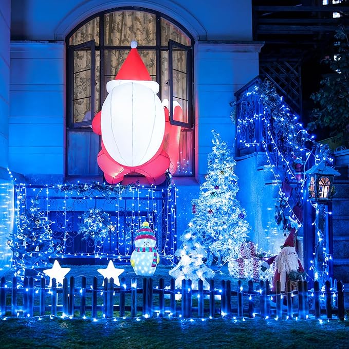 JMEXSUSS 150 LED Blue String Lights Indoor Outdoor Waterproof, Connectable 59 Ft Plug in String Lights, 8 Modes Blue Christmas Lights for Bedroom, Patio, Party, Holiday Decorations