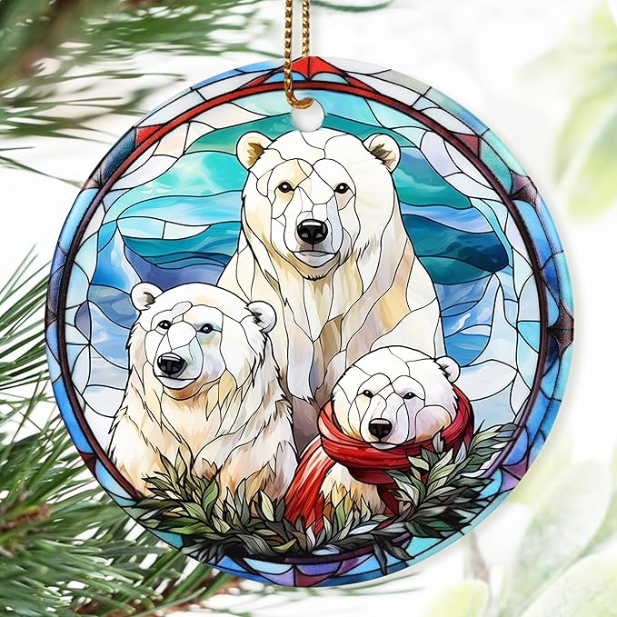 Christmas Ornament, Three Polar Bear Ornament, Christmas Decorations for Tree, Heirloom Keepsake, Gift Idea
