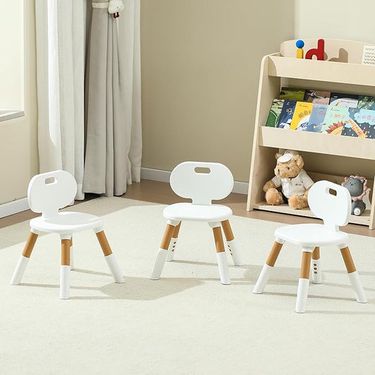3 Level Height Adjustable Kids Chairs Plastic Preschool Chair Durable and Lightweight Child Chair with a Maximum Load Capacity of 130 pounds Suitable for Day Care, Classroom, and Home (3-Pack Beige)