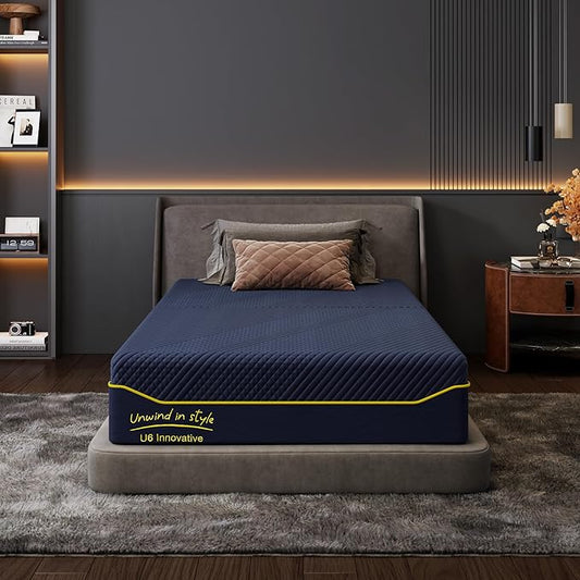 10 Inch Memory Foam Twin Mattress with Green Tea Cooling Gel, CertiPUR-US Certified, Breathable & Supportive Mattress in a Box, Navy Blue