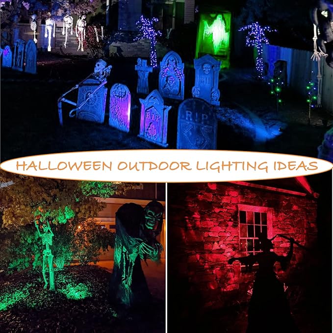 APONUO Christmas Solar Spot Lights Outdoor Color Changing,2 Colors Modes Metal Solar Landscape Lighting RGB Spotlights Waterproof 6-in-1 Wall Lamp for Patio, Pathway, Yard, Garden, Holiday Decoration