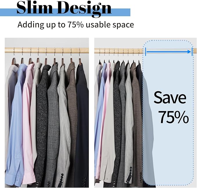 Smartor Black Velvet Hangers 20 Pack, Space Saving Clothes Hangers with Tie Bar, Non-Slip Felt Hanger with Shoulder Notches, Heavy Duty Suit Hanger for Coat, Shirt, Pants, Dress