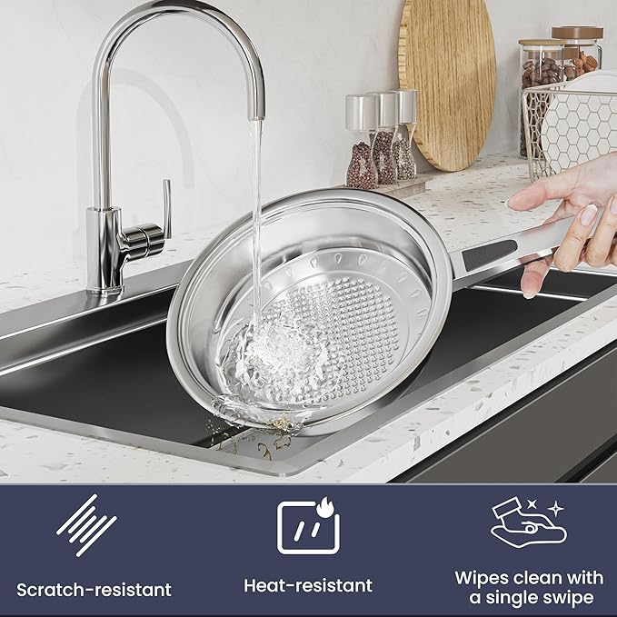 Stainless Steel Cookware Set, 12-Piece Nonstick Stainless Steel Pan Set, D5-Ply Base for Even Heating, Dishwasher Safe, Vented Glass Lids, Heavy-Duty, Especially for Home & Beginner Cooking