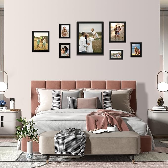 4x6 Picture Frame Set of 4, Black Frame with High Definition Glass, 4 x 6 Photo Frames for Tabletop Display and Wall Mounting