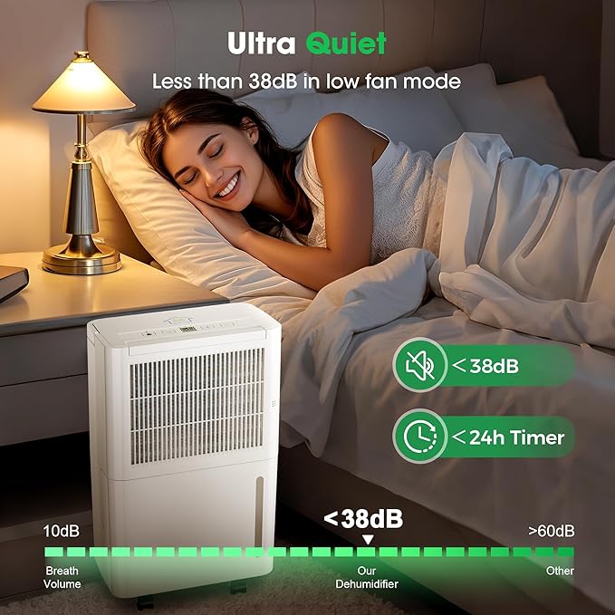 2,500 Sq.Ft Dehumidifier with Drain Hose, 30 Pints Dehumidifiers for Basement Bedroom Bathroom Large Room Home – Smart Humidity Control, 3 Modes, Dry Clothes, 24H-Timer, Auto Defrost