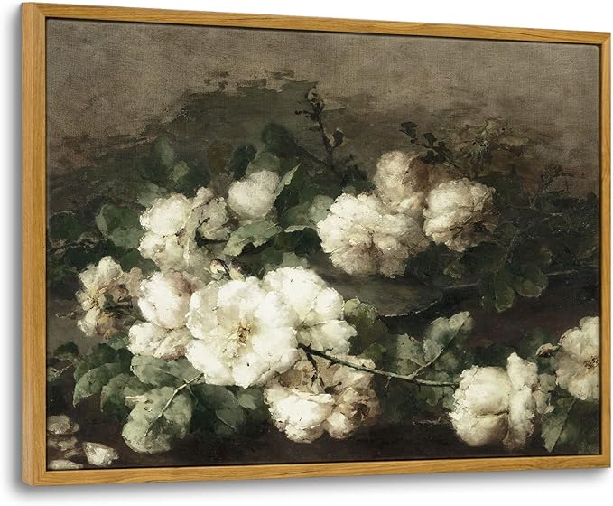 InSimSea Framed Canvas Wall Art Vintage Decor, Canvas Wall Art for Living Room Bedroom Office Bathroom Picture, Vintage Flower Botanical Oil Painting Prints, Home Office Desk Decor, 12"x16"