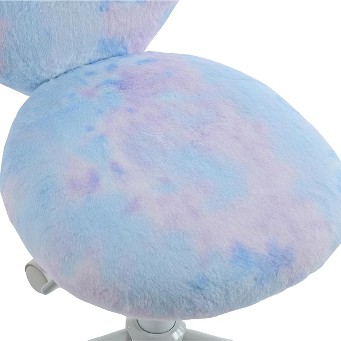 Kmax Kids Reading Chair, Rolling Cute Desk Chair for Girls Swivel Office Chair with Wheels & Heart Back Adjustable Childrens Vanity Chair for Bedroom Reading Room - Fur, Baby Blue