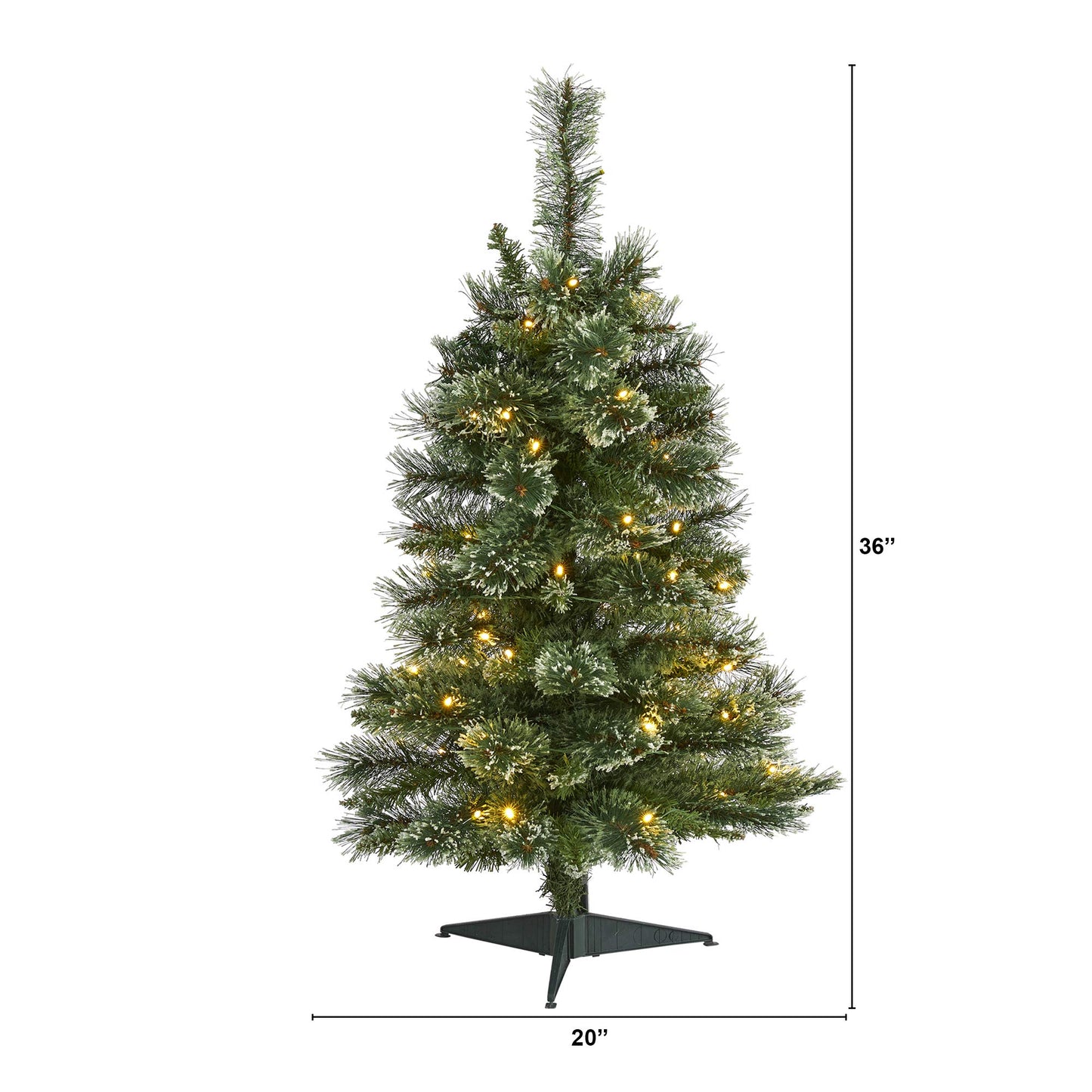 Nearly Natural 3ft. Wisconsin Slim Snow Tip Pine Artificial Christmas Tree with 50 Clear LED Lights