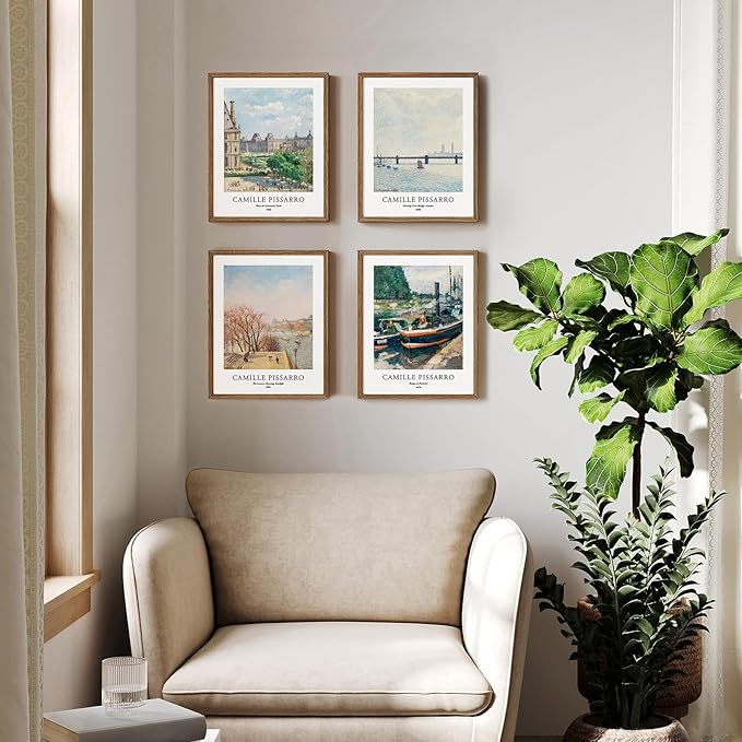 EVOLE HOME Camilie Pissarro Art Prints, Set of 4 Wall Art, Unframed 11x14 Art Prints, Giclée Prints, Impressionism Art Poster for Home Decor, Office Wall Decor, Gift for Men, Women