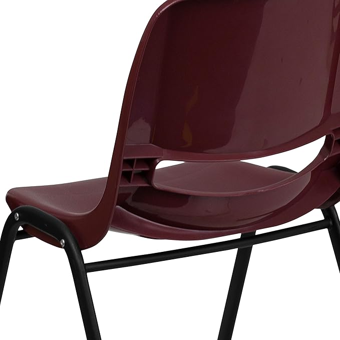 EMMA + OLIVER Burgundy Ergonomic Shell Student Stack Chair - Classroom/Guest Chair