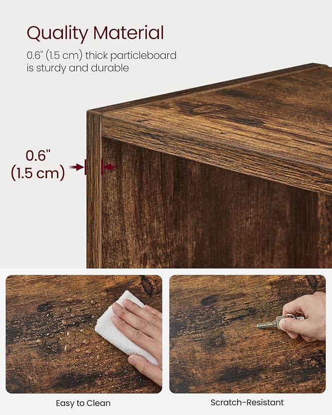 VASAGLE Custos Collection - Bookshelf, 3-Tier Bookcase, Book Shelf, Open Storage Shelf, 9.4 x 31.5 x 32 Inches, for Living Room, Home Office, Dinning Room, Rustic Brown ULBC173X01